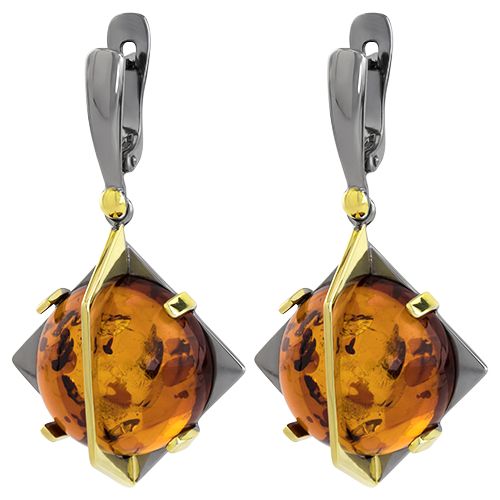 Серьги из серебра с янтарем 65025200054 Серьги (Ag 925)