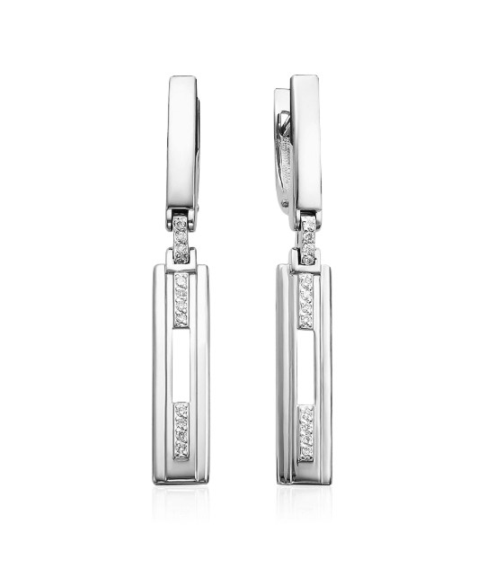 Серьги из белого золота с бриллиантами 02-3800 Серьги (Au 585)
