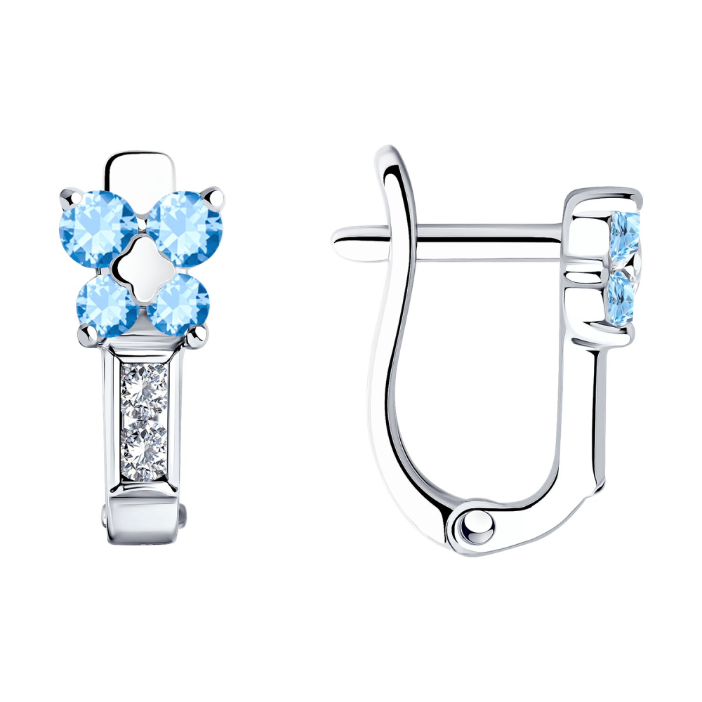 Серьги детские из серебра с фианитами 94026110 Серьги (Ag 925)