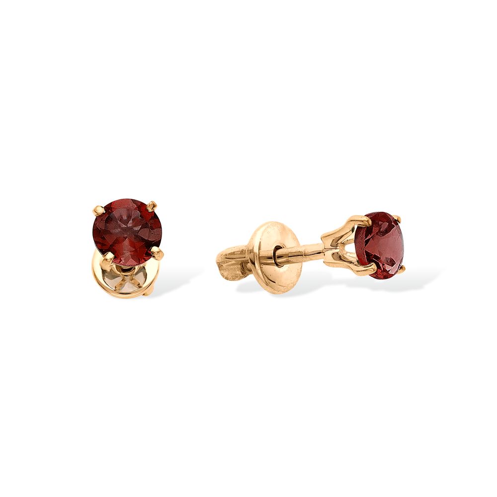 Серьги из золота с гранатами С120-260Гр Серьги пусеты (Au 585)