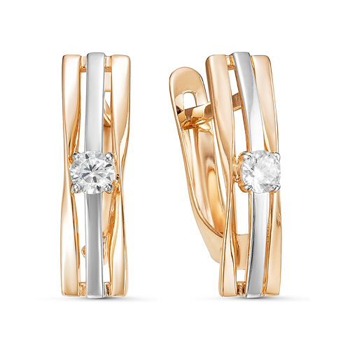 Серьги из золота с фианитами 125985 Серьги (Au 585)