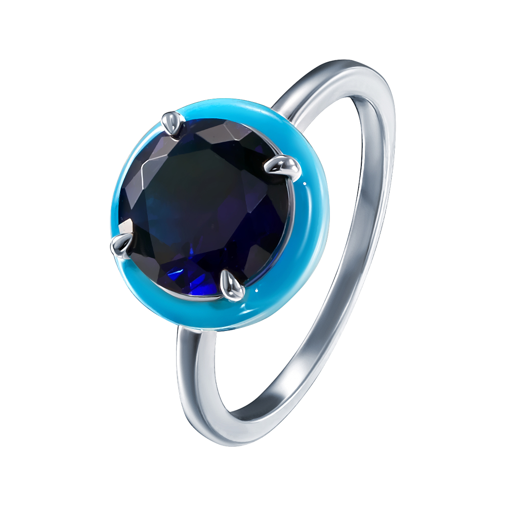 Кольцо из серебра с эмалью и ювелирным стеклом R36597_KO_ENAM_US_WG Кольцо (Ag 925)