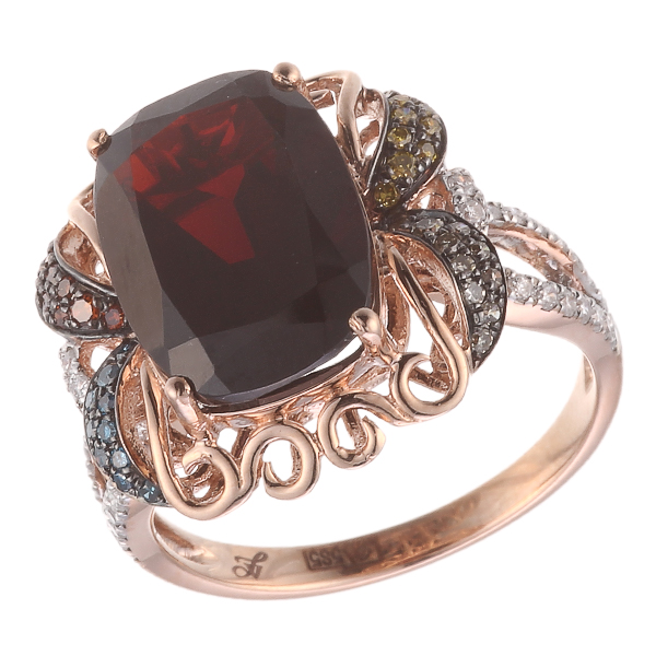 Серьги из золота с гранатами и бриллиантами 08500321069 Кольцо (Au 585)