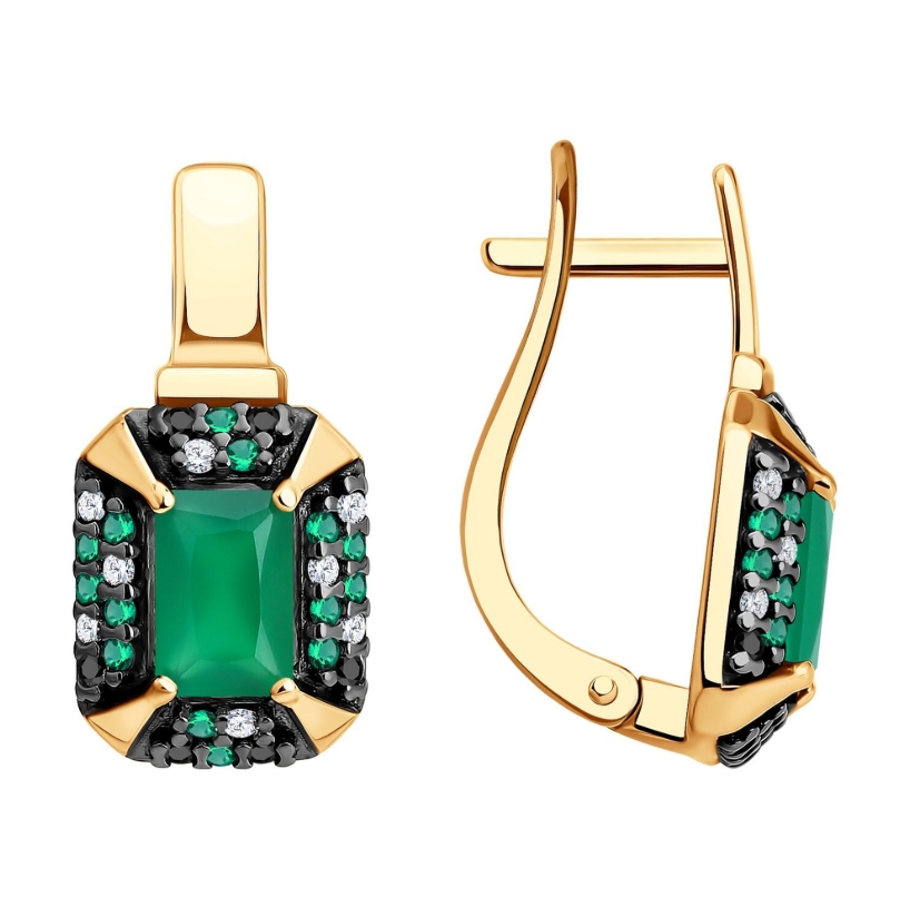 Серьги из серебра с агатами и фианитами 92023282 Серьги (Ag 925)