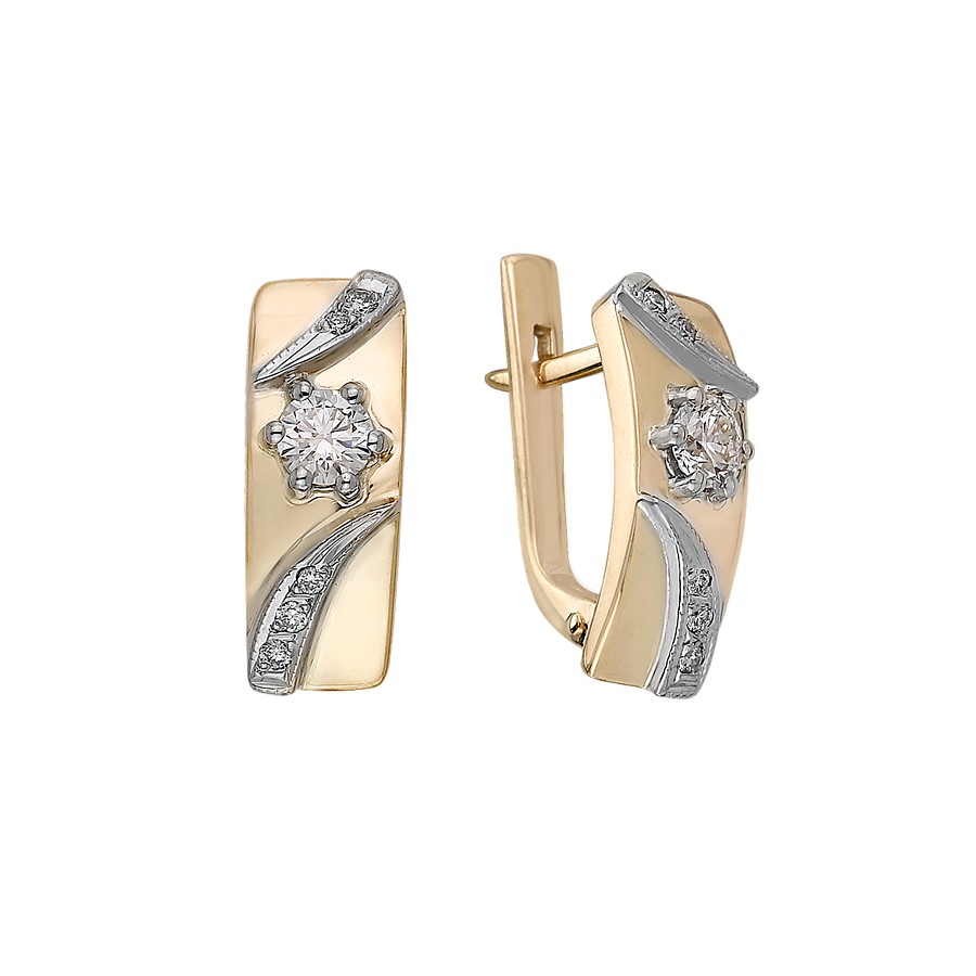 Серьги из желтого золота с бриллиантами 6613 Серьги (Au 585)