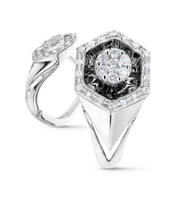 Серьги из белого золота c бриллиантами 54262 Серьги (Au 585)