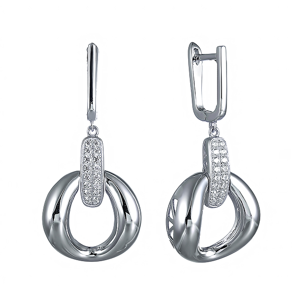 Серьги  из серебра с кубическими  циркониями 1880004063702 Серьги (Ag 925)