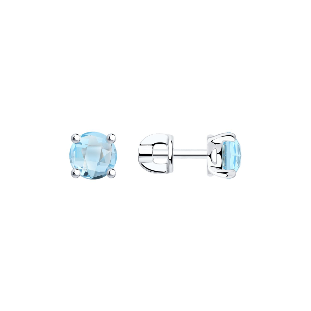 Серьги пусеты из серебра с топазами 92021130 Серьги (Ag 925)
