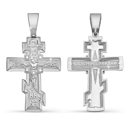 Крест из серебра с фианитами с080079 Крест (Ag 925)