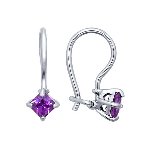 Серьги из серебра с фианитами детские 94020584 Серьги (Ag 925)
