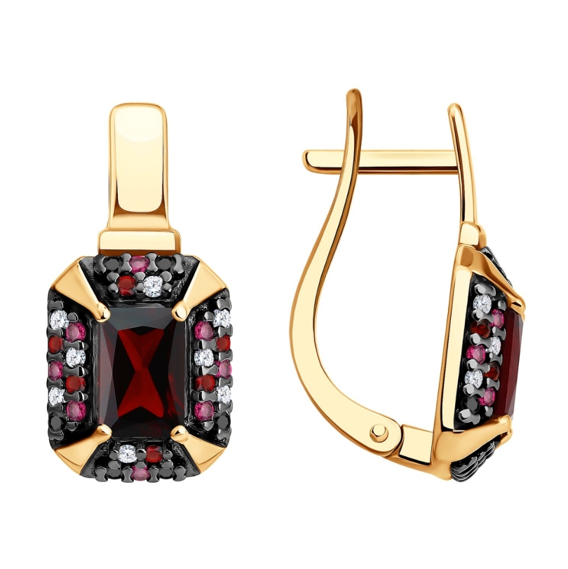 Серьги из серебра с гранатами и корундами 92023280 Серьги (Ag 925)