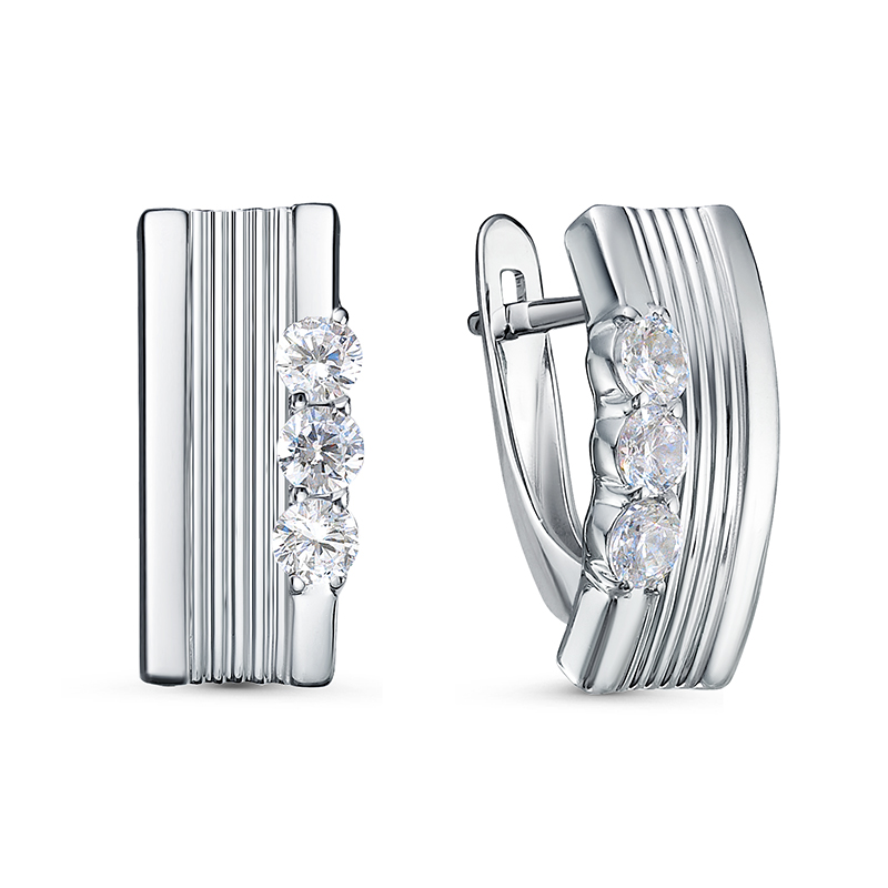 Серьги из серебра с фианитами  с1200997 Серьги (Ag 925)