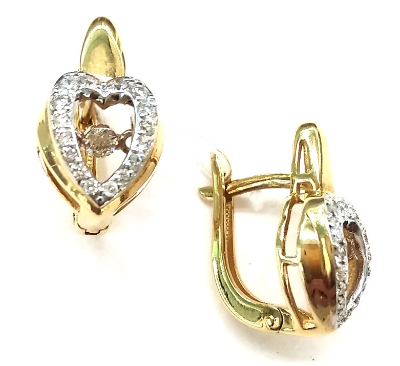 Серьги из желтого золота с бриллиантами 02-2334 Серьги (Au 585)
