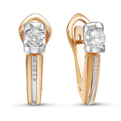 Серьги из золота с фианитами дф120010 Серьги (Au 585)