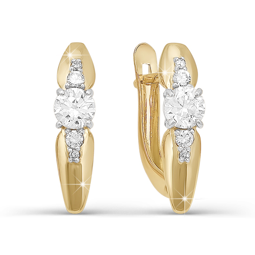 Серьги из золота с фианитами 121362 Серьги (Au 585)