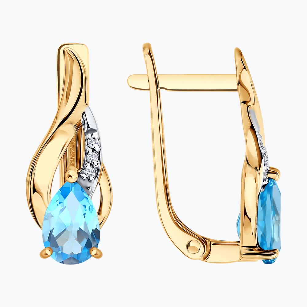 Серьги из золота с топазами и фианитами 729631 Серьги (Au 585)