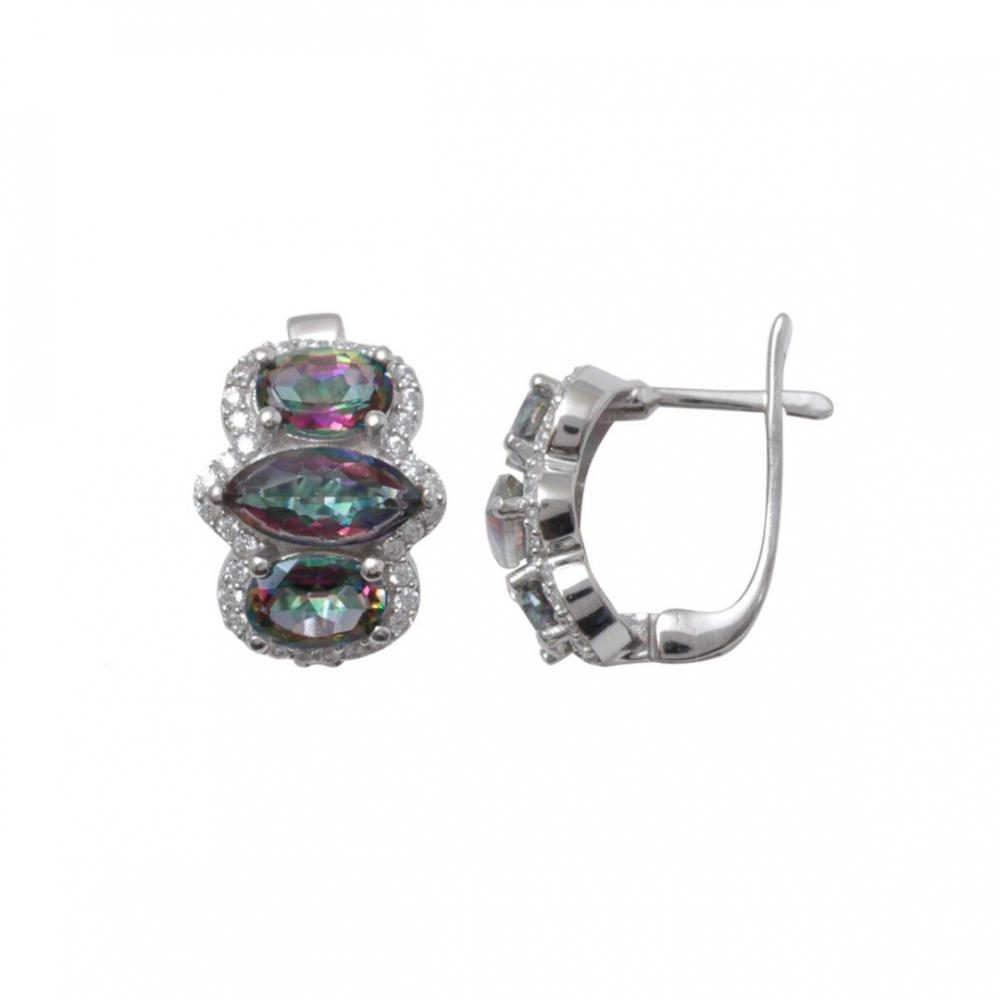 Серьги из серебра с кварцем мистик 2410931554 Серьги (Ag 925)
