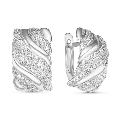 Серьги из серебра с фианитами  с125405 Серьги (Ag 925)
