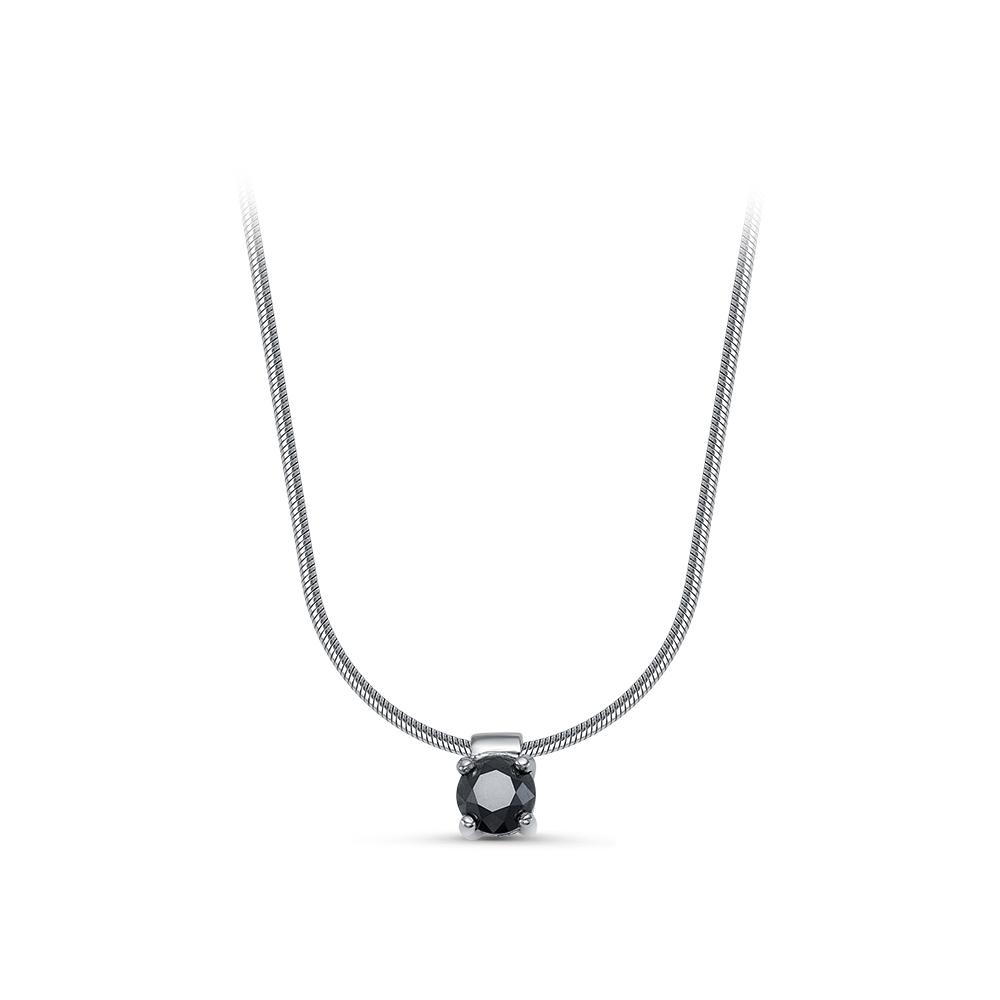 Колье из белого золота с черным бриллиантом 14-0014/7 Колье (Au 585)