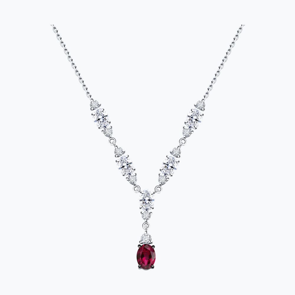 Колье из серебра с рубином и фианитами 64070003 Колье (Ag 925)