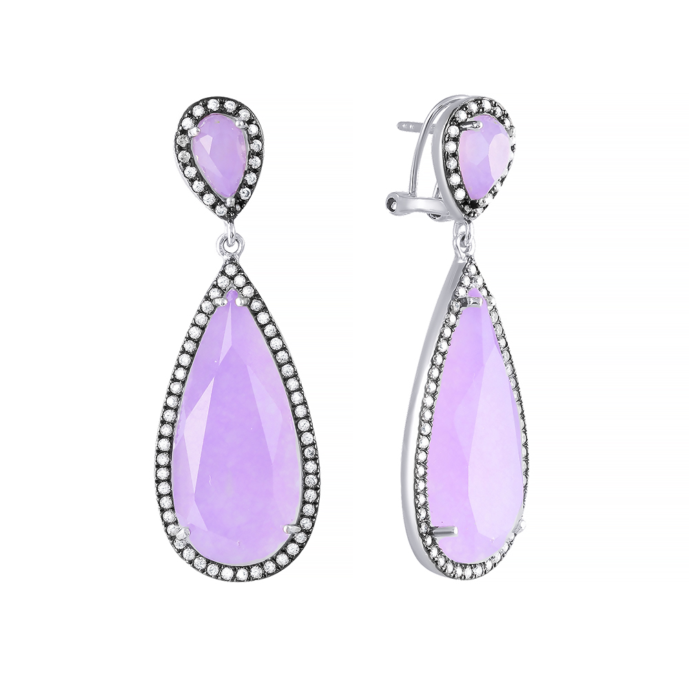 Серьги из серебра с жадеитами 1740004097103 Серьги (Ag 925)