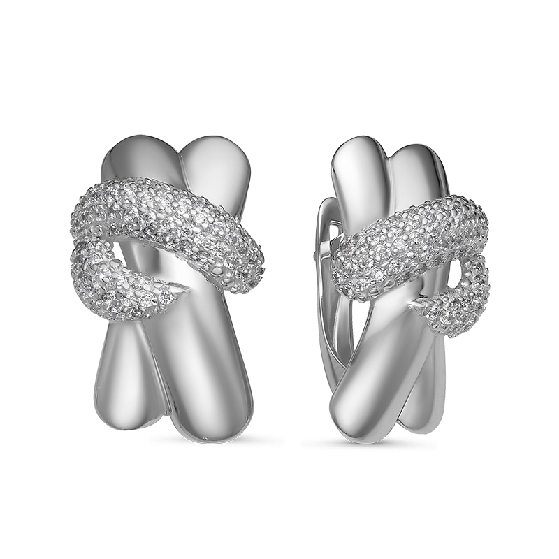 Серьги из серебра с фианитами  с127410 Серьги (Ag 925)