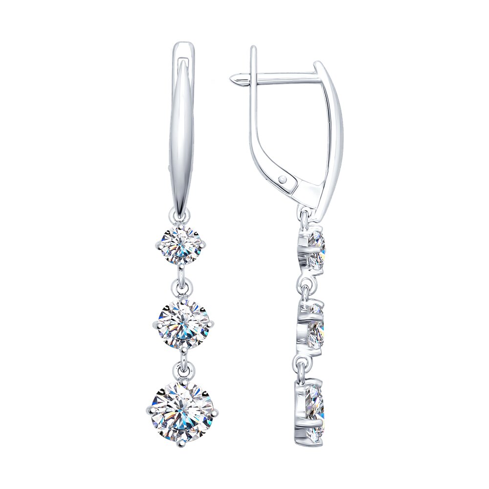 Серьги из серебра с фианитами  94025230 Серьги (Ag 925)