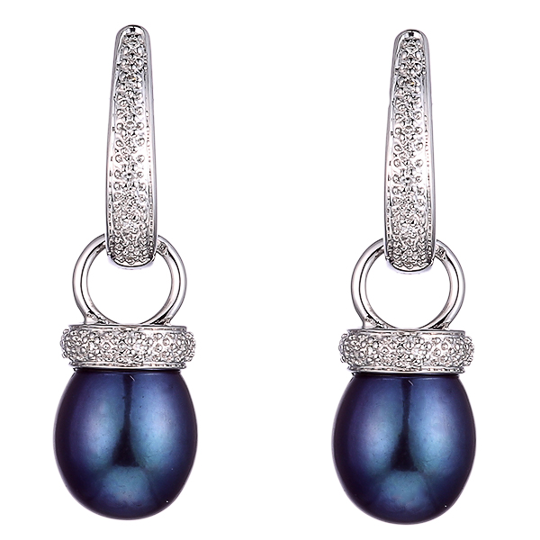 Серьги из золота с жемчугом и бриллиантами 08101140786 Серьги (Au 585)