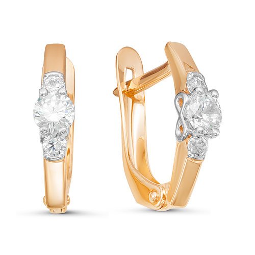 Серьги из золота с фианитами 126252 Серьги (Au 585)