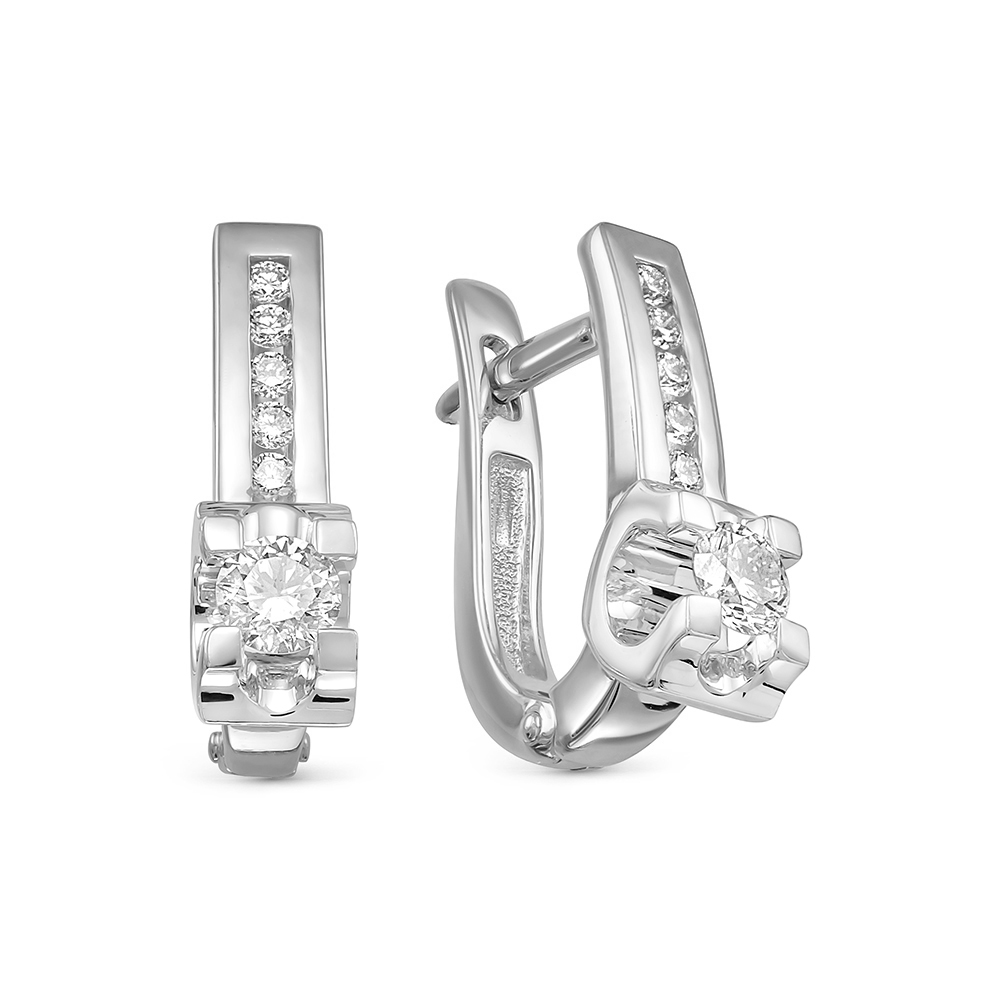 Серьги из белого золота с бриллиантами 305-2200 Серьги (Au 585)
