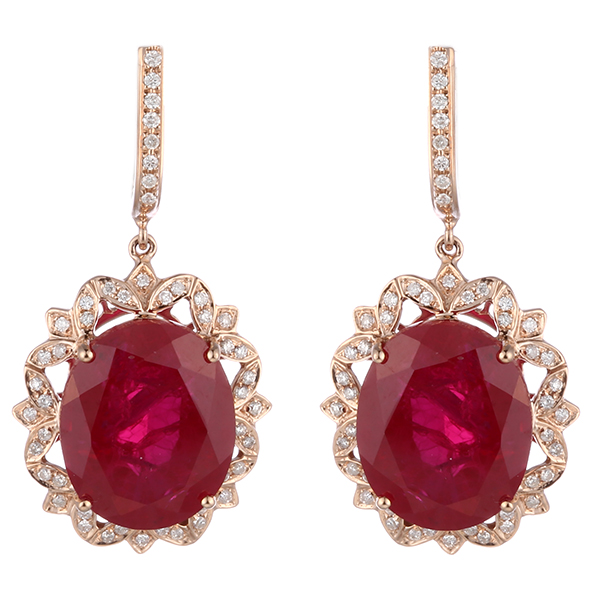 Серьги из золота с рубинами и бриллиантами 33500111349 Серьги (Au 585)