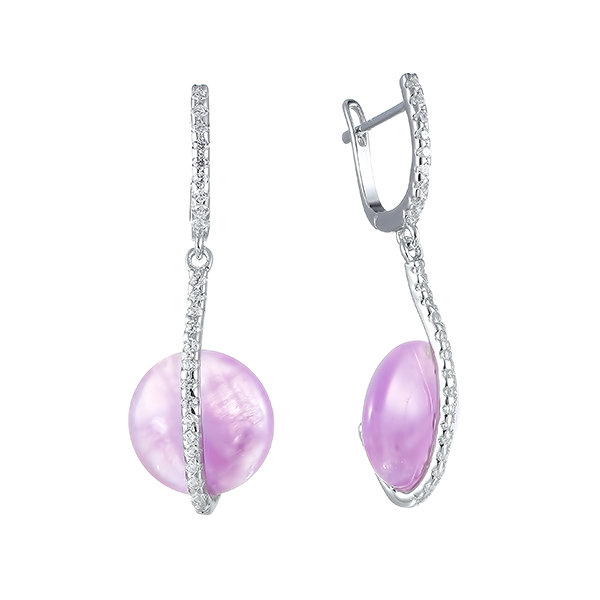 Серьги из серебра с аметистами 2080001049604 Серьги (Ag 925)