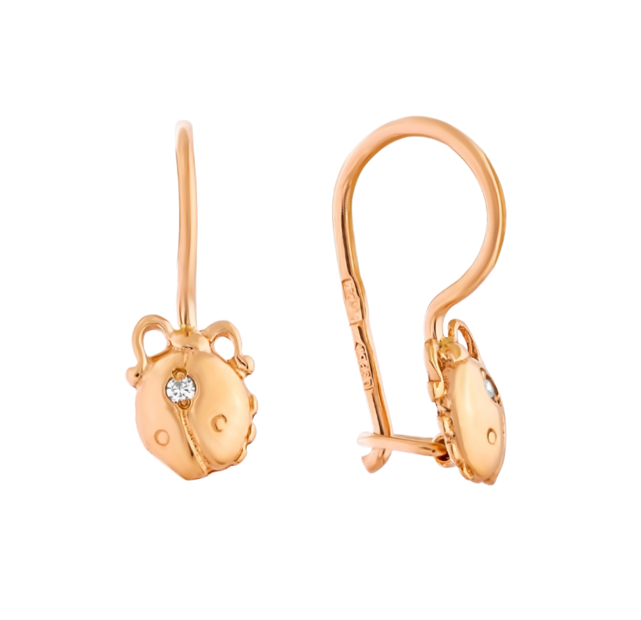 Серьги из золота с фианитами детские Т10202590 Серьги (Au 585)