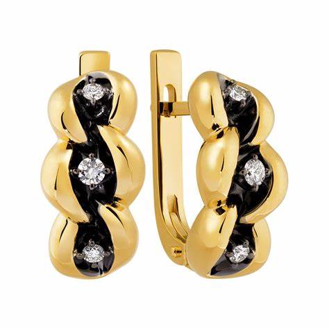 Серьги из желтого золота с бриллиантами 3с-3008 Серьги (Au 585)