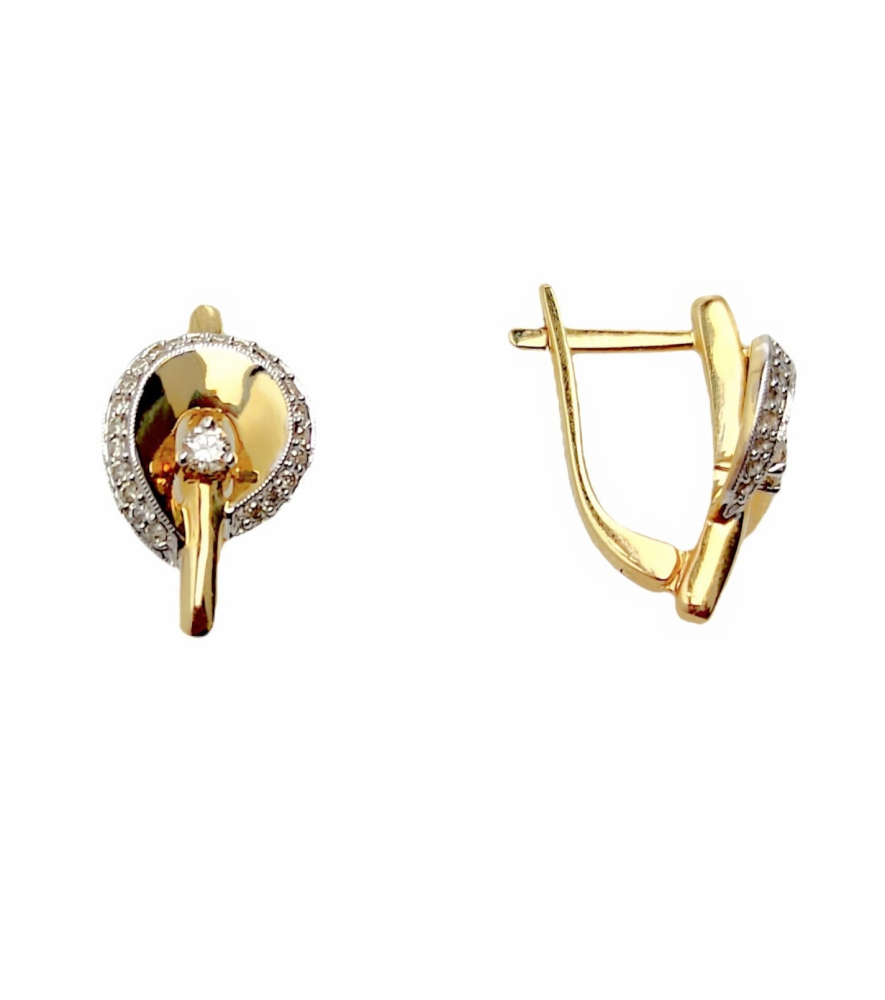 Серьги из желтого золота с бриллиантами 17902*00443354 Серьги (Au 585)