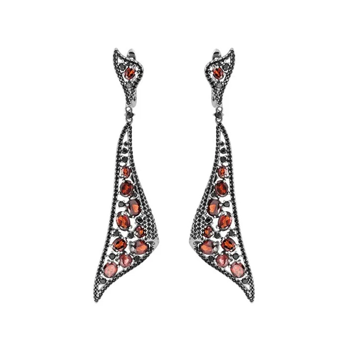 Серьги из серебра с гранатами W0523E Серьги (Ag 925)
