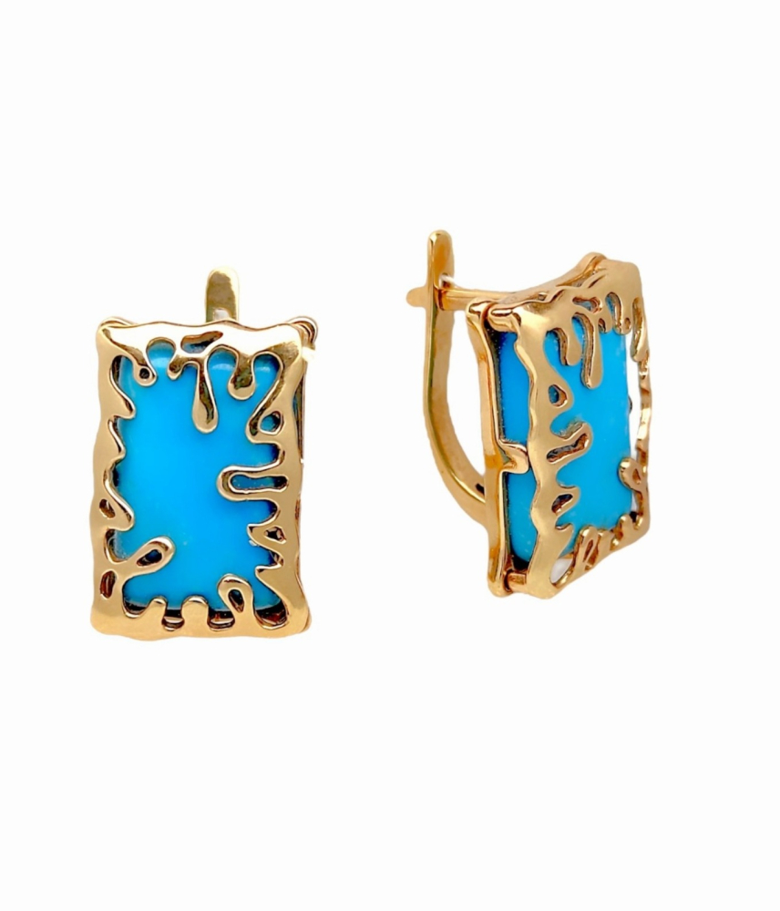 Серьги из золота с бирюзой 1275248 Серьги (Au 585)