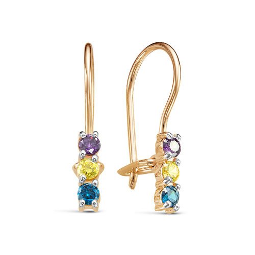 Серьги из золота с фианитами детские 1200019 Серьги (Au 585)