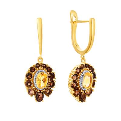 Серьги из серебра с цитринами 6110002056002 Серьги (Ag 925)