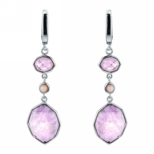 Серьги из серебра с аметистами 7620001006006 Серьги (Ag 925)