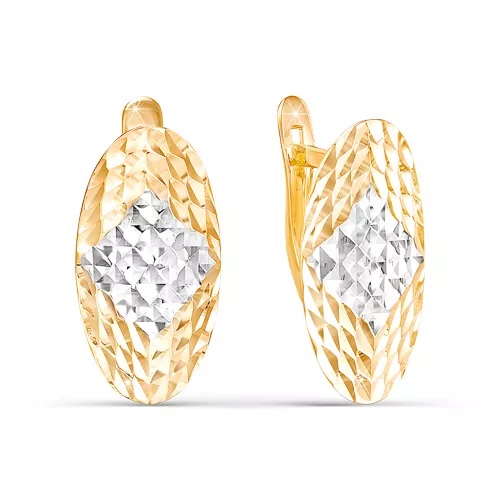 Серьги из золота с алмазной гранью  220319 Серьги (Au 585)