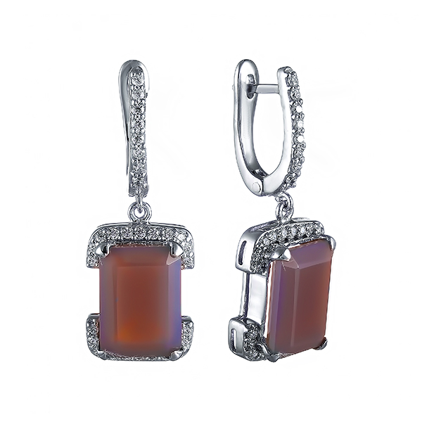 Серьги из серебра с агатом 3490004142504 Серьги (Ag 925)