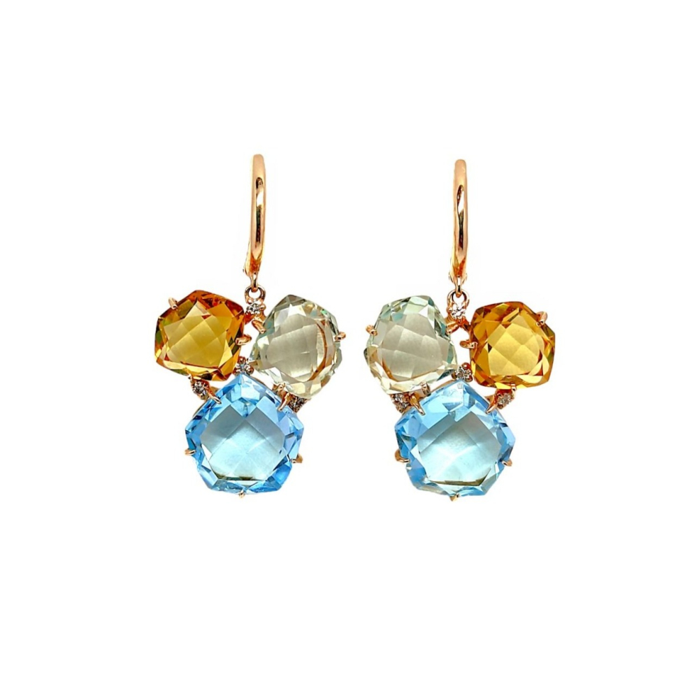 Серьги из золота с миксом камней 2180494 Серьги (Au 585)