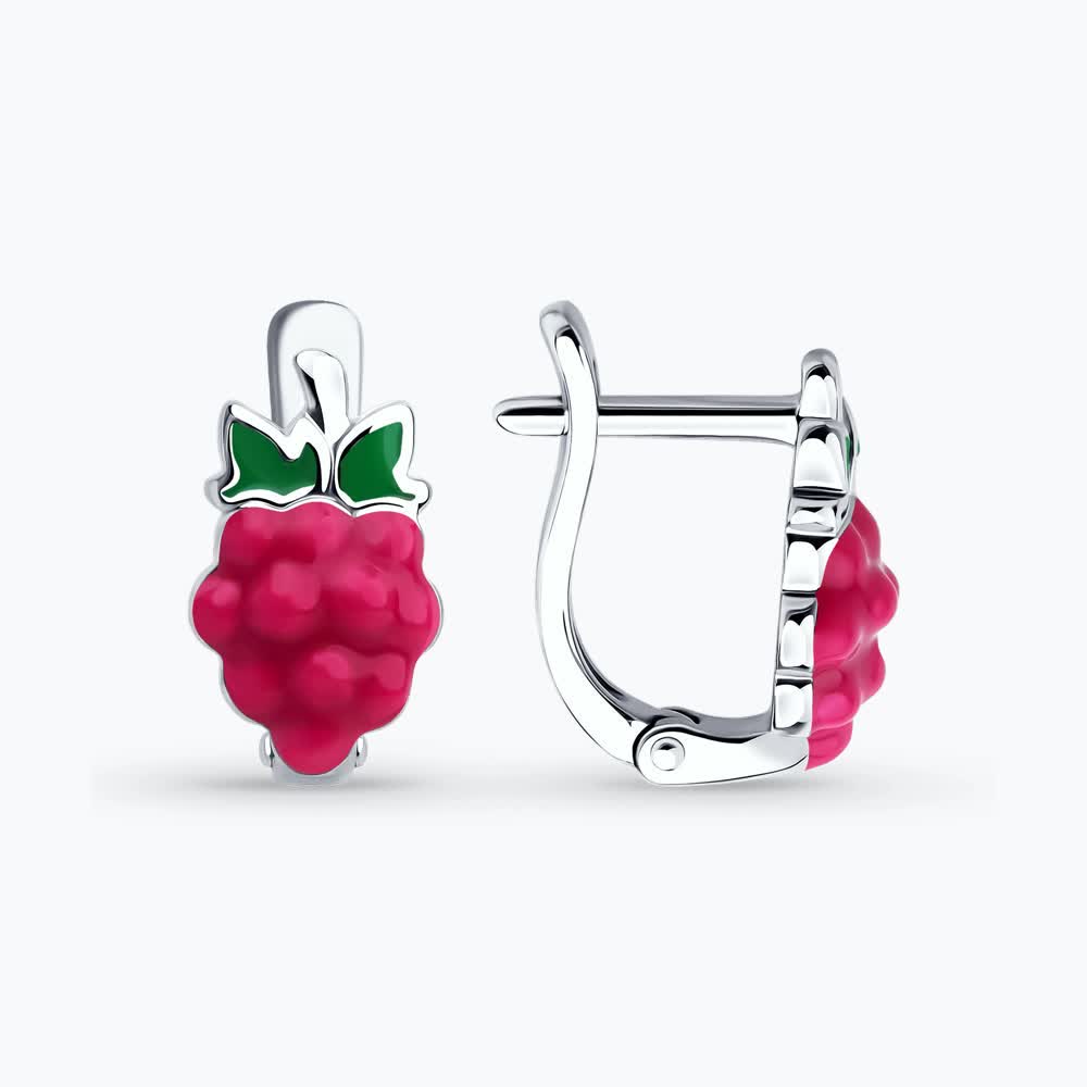 Серьги из серебра с эмалью детские 94026853 Серьги (Ag 925)