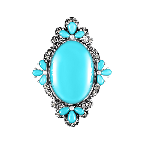 Брошь подвеска из серебра с бирюзой 5100002150008 Брошь подвеска (Ag 925)