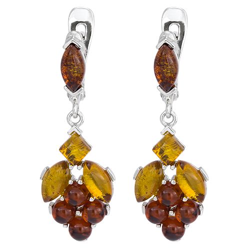 Серьги из серебра с янтарем 25020500046 Серьги (Ag 925)