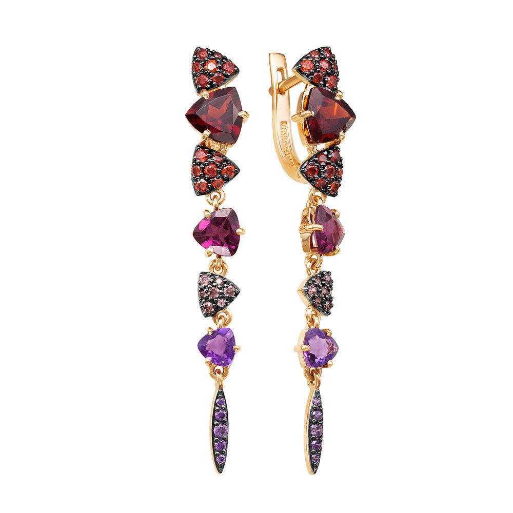 Серьги из золота с миксом камней С124-5425М7 Серьги (Au 585)