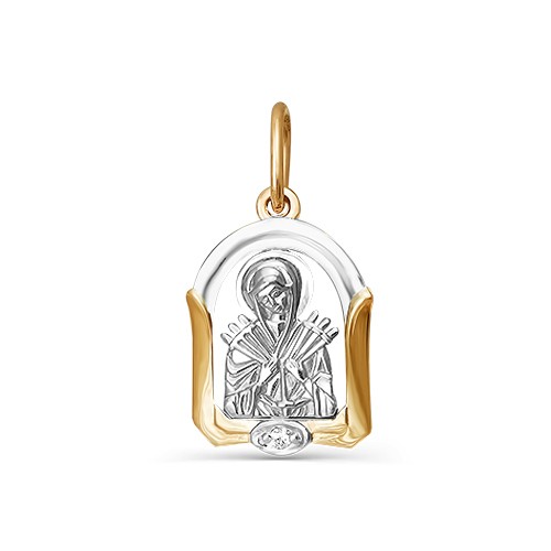 Подвеска из золота "Иконка Божья Матерь Семистрельная" 031408 Подвеска икона (Au 585)