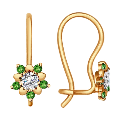 Серьги из золота с синтетическими вставками детские 024793 Серьги (Au 585)