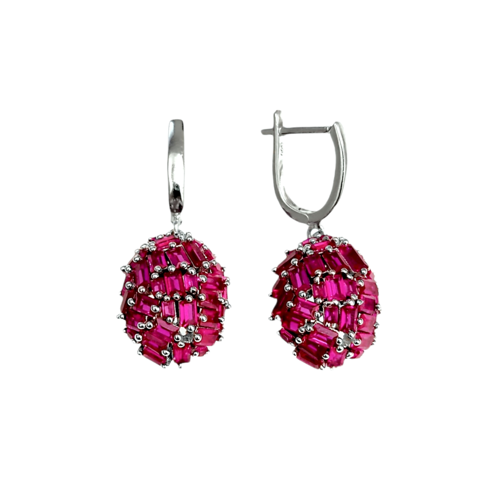 Серьги из серебра с синтетическим рубином 1540003115105 Серьги (Ag 925)